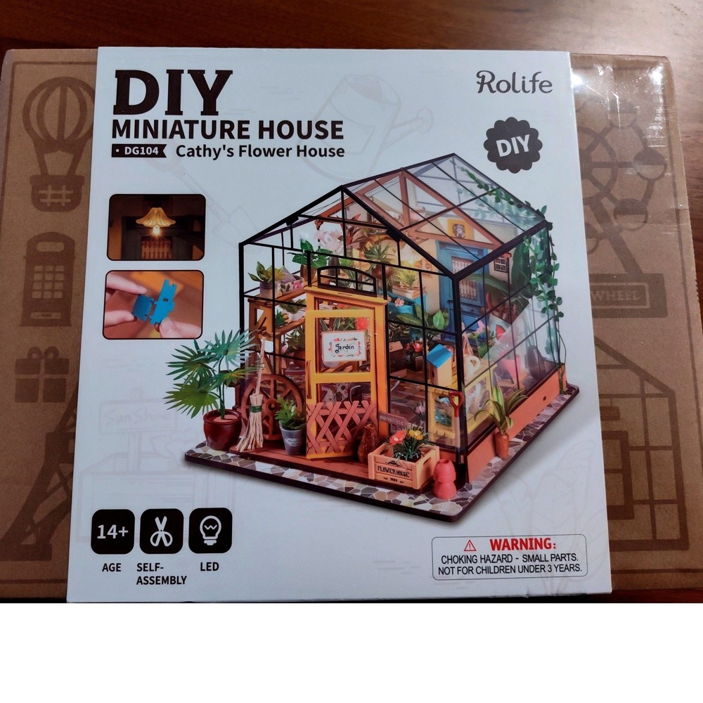 Rolife DIY Miniature House Cathys Flower House DG104 Greenhouse Kit with LED